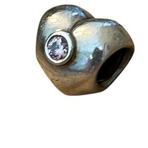 Pandora Heart Charm Bracelet Necklace Bead Sterling Silver 925 Pink CZ October